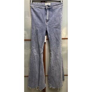 We The Free People Jeans Women 26 Just Float On Flare Denim Bell Bottom Raw Hem